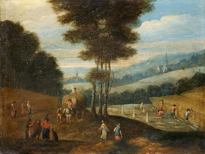 Harvest Scene with a Church by Unbekannt Unbekannt
